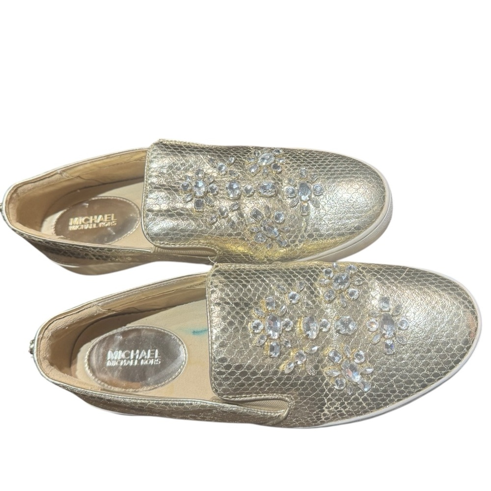 Michael Kors Gold Embellished Slip-On Sneakers - Picture 4 of 15